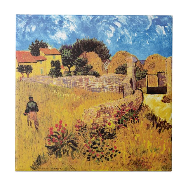 Vincent Van Gogh - Jordbrukshuset i Provence Fine  Kakelplatta (Framsidan)