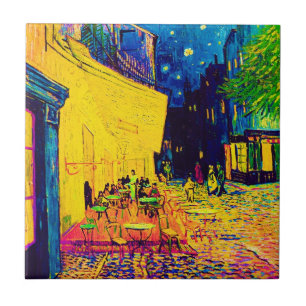 Vincent Van Gogh - Kaféterrassen om natten Pop Art Kakelplatta