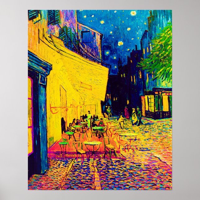 Vincent Van Gogh - Kaféterrassen om natten Pop Art Poster (Framsidan)