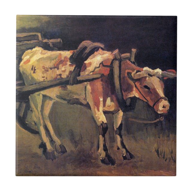 Vincent Van Gogh - Kära med röd och vit oxe Kakelplatta (Framsidan)