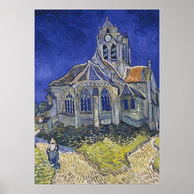 VINCENT VAN GOGH - kyrkan i Auvers 1890 Poster (Framsidan)