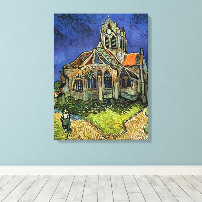 Vincent van Gogh - kyrkan i Auvers Canvastryck (Insitu (trägolv))