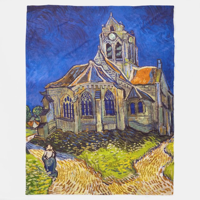 Vincent van Gogh - kyrkan i Auvers Fleecefilt (Framsidan)