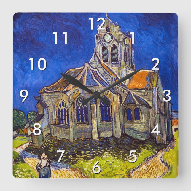 Vincent van Gogh - kyrkan i Auvers Fyrkantig Klocka (Framsida)