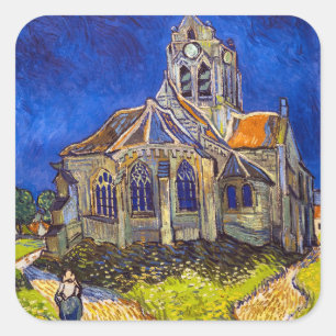 Vincent van Gogh - kyrkan i Auvers Fyrkantigt Klistermärke