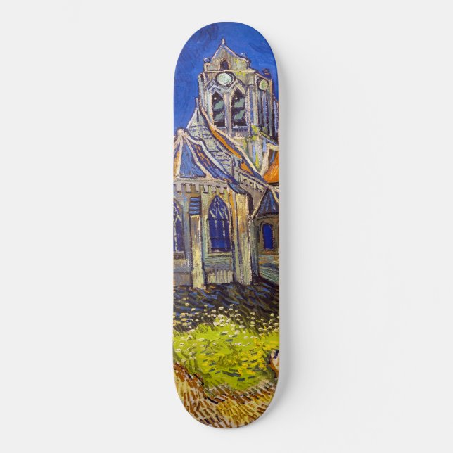 Vincent van Gogh - kyrkan i Auvers Mini Skateboard Bräda 18,5 Cm (Framsida)