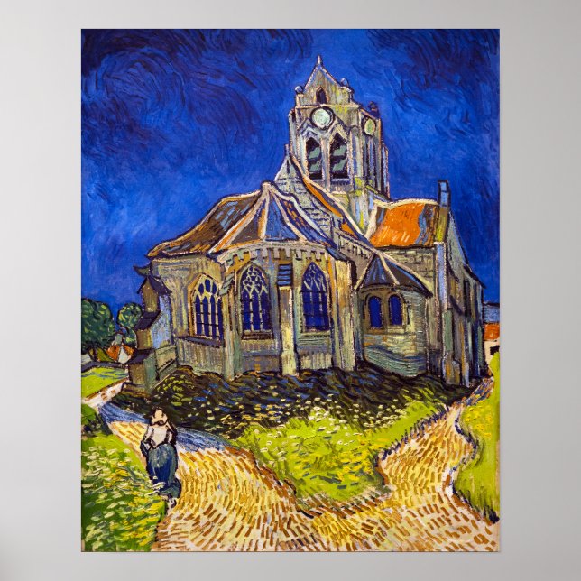 Vincent van Gogh - Kyrkan i Auvers Poster (Framsidan)