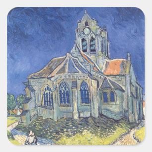 Vincent Van Gogh kyrkan på Auvers-sur-Oise Fyrkantigt Klistermärke