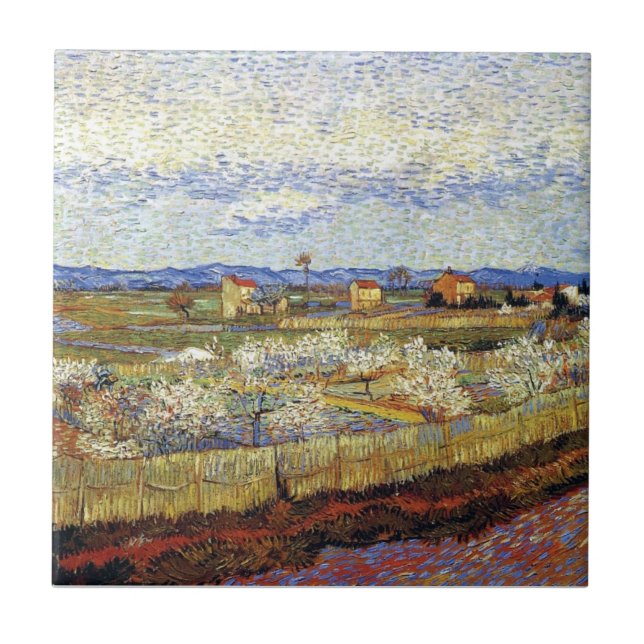 Vincent Van Gogh - La Crau med persiketräd Kakelplatta (Framsidan)