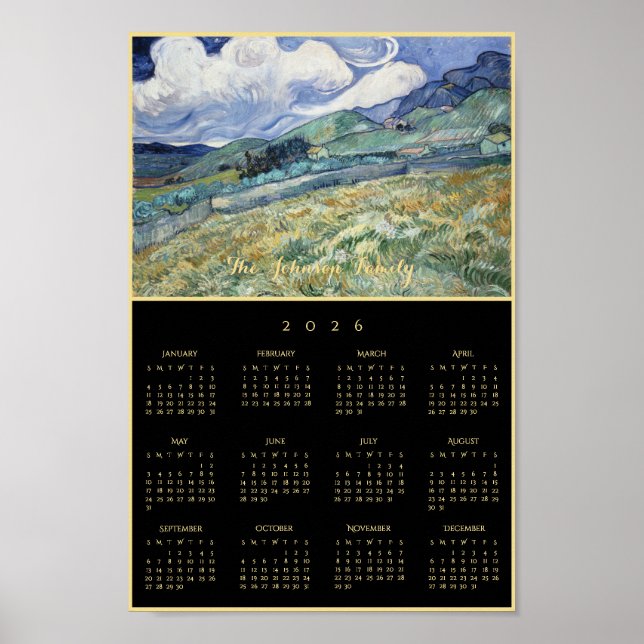 Vincent Van Gogh Landskap Frankrike 2026 Kalender Poster (Framsidan)
