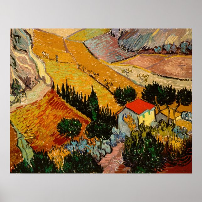 Vincent van Gogh - Landskap, House och Plowman Poster (Framsidan)