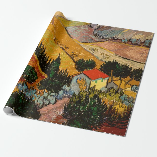 Vincent van Gogh - Landskap, House och Plowman Presentpapper (Utrullad)