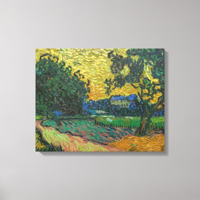 Vincent van Gogh - Landskap i Twilight Canvastryck (Framsida)