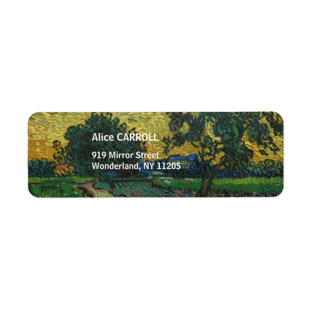 Vincent van Gogh - Landskap i Twilight Returadress Etikett (Framsidan)