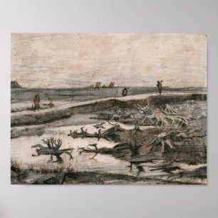 Vincent van Gogh - Landskap med Bog Trunks Poster
