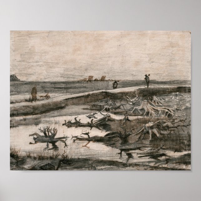 Vincent van Gogh - Landskap med Bog Trunks Poster (Framsidan)
