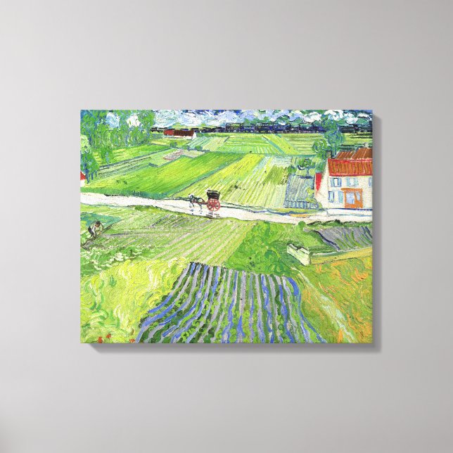 Vincent van Gogh - Landskap med Carriage & Tåg Canvastryck (Framsida)