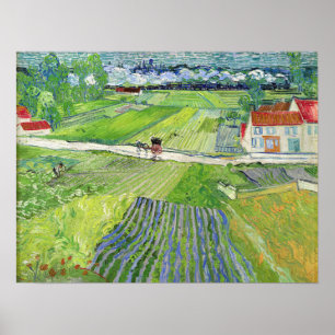 Vincent van Gogh - Landskap med Carriage & Tåg Poster