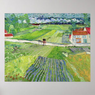 Vincent van Gogh - Landskap med Carriage & Tåg Poster