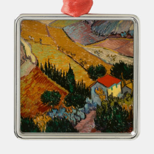 Vincent Van Gogh landskap med huset & Julgransprydnad Metall