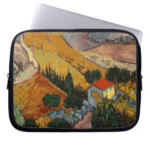 Vincent Van Gogh landskap med huset & Laptop Fodral