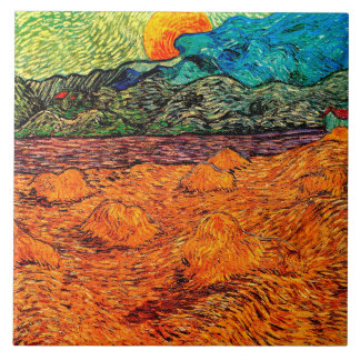 Vincent Van Gogh - Landskap på kvällen med månuppg Kakelplatta