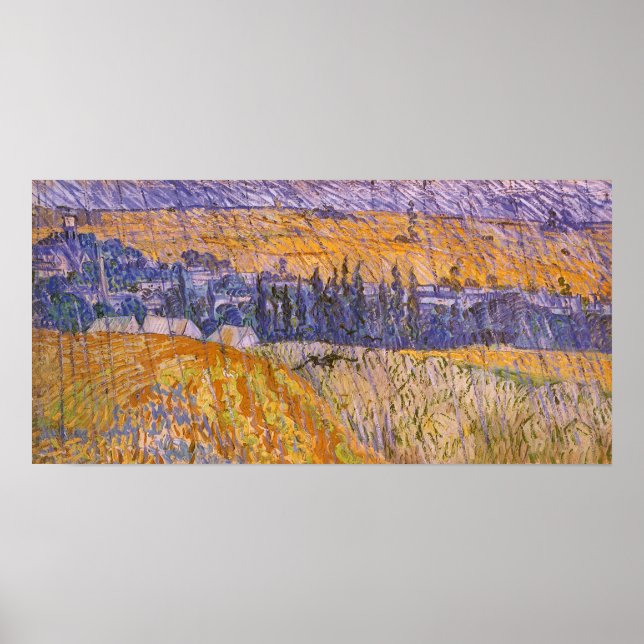 Vincent van Gogh - Landskap vid Auvers i regn Poster (Framsidan)