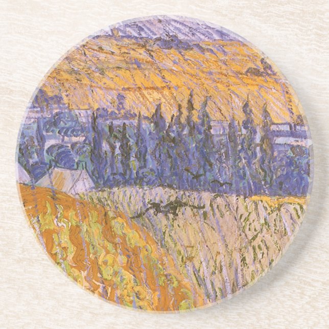 Vincent van Gogh - Landskap vid Auvers i regn Underlägg Sandsten (Framsidan)