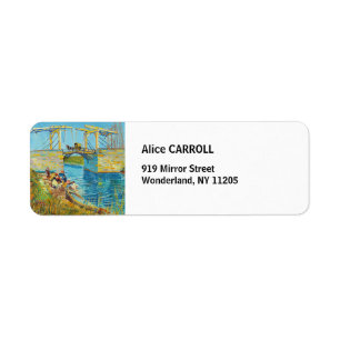 Vincent van Gogh - Langlois Bridge vid Arles #1 Returadress Etikett