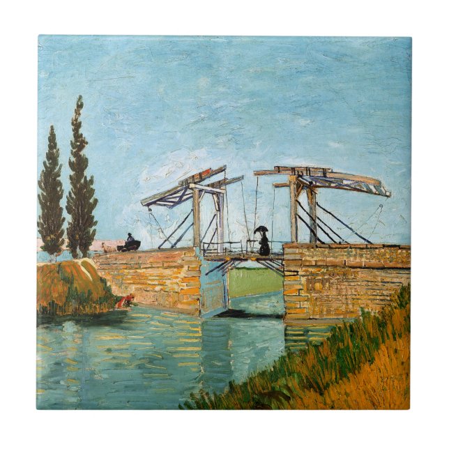 Vincent van Gogh - Langlois Bridge vid Arles #3 Kakelplatta (Framsidan)