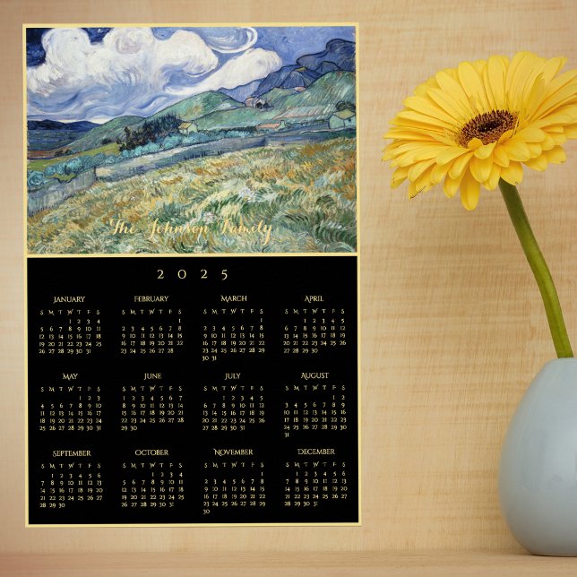 Vincent Van Gogh liggande Frankrike 2025-kalender Poster (Vincent Van Gogh Landscape France 2025 Calendar Poster)