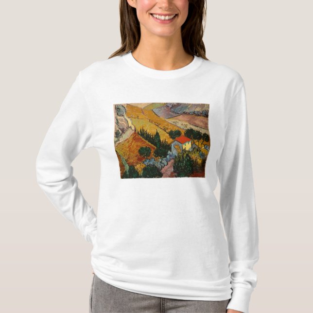 Vincent van Gogh | Liggande utan hus och plowman T-shirt (Framsida)