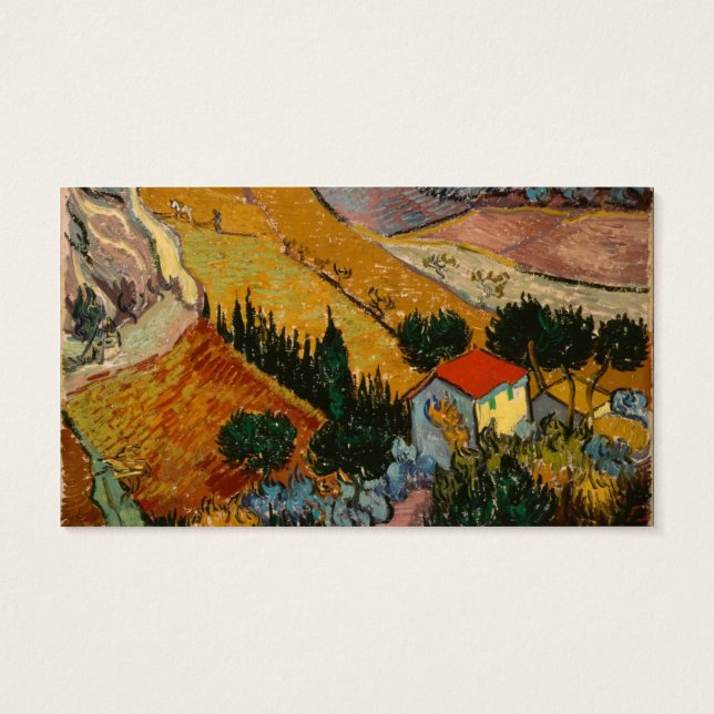 Vincent van Gogh | Liggande utan hus och plowman Visitkort (Baksidan)