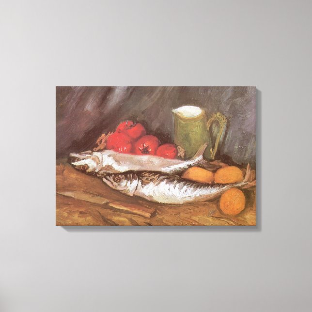 Vincent van Gogh - Mackerels, Lemons och Tomater Canvastryck (Framsida)