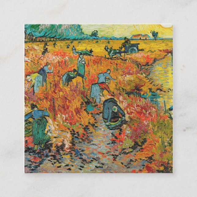 Vincent Van Gogh målade upp den röda vinodlingen Fyrkantigt Visitkort (Framsida)