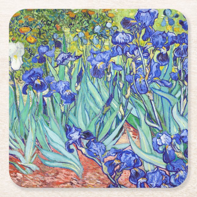 Vincent Van Gogh målar Irisar Underlägg Papper Kvadrat (Framsidan)