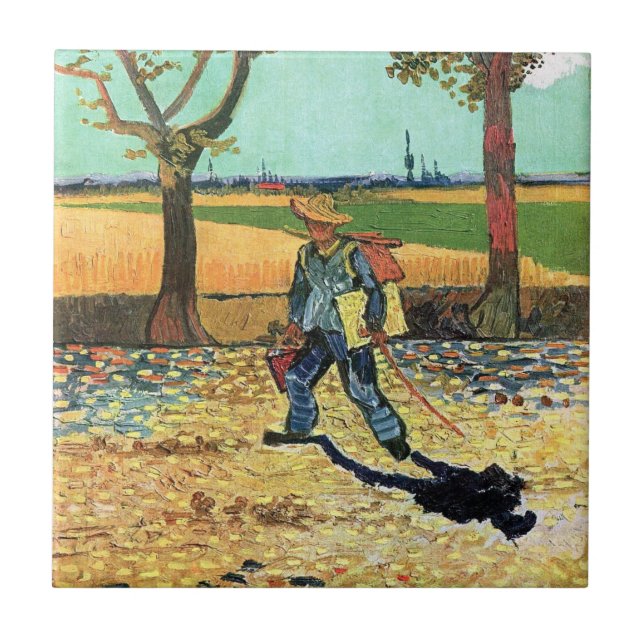 Vincent Van Gogh - Målare på väg till arbetet Kakelplatta (Framsidan)