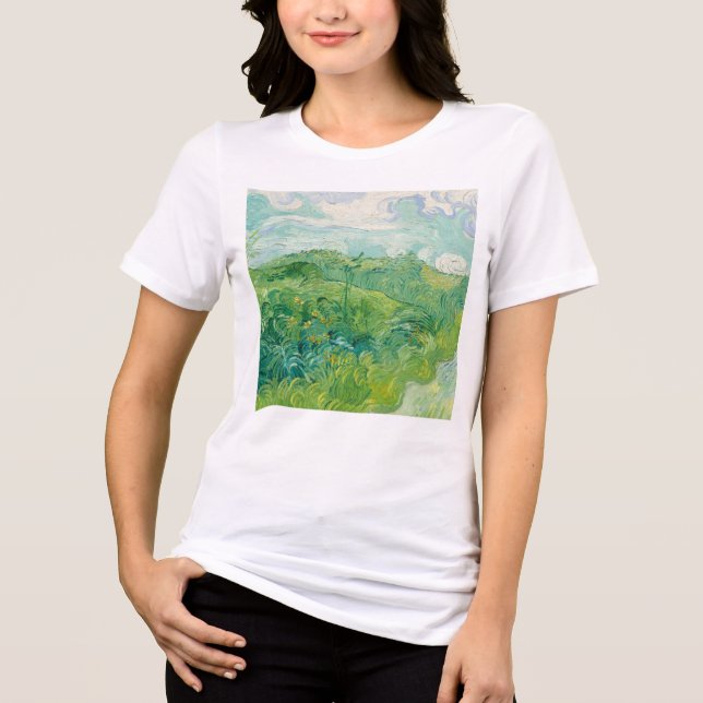 Vincent Van Gogh målning Grönt vete fält  T Shirt (Framsida)