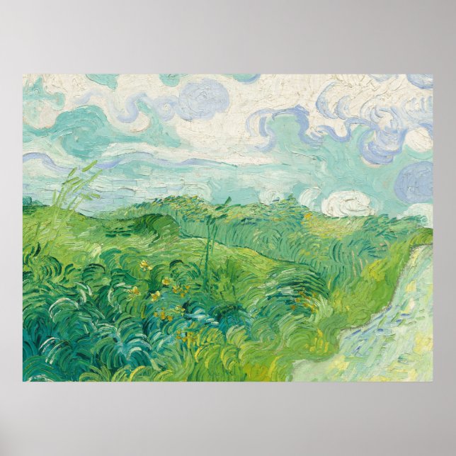 Vincent Van Gogh målning Grönt vetefält  Poster (Framsidan)