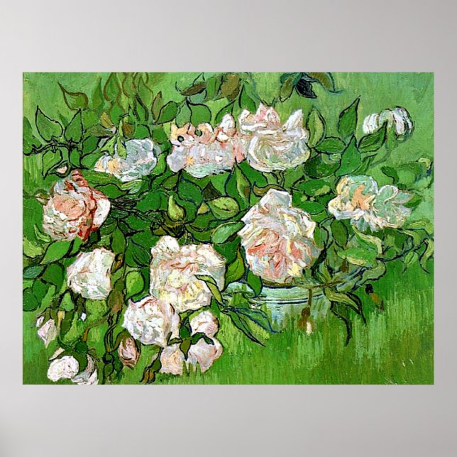 Vincent Van Gogh-målning, still Life-Rosa ros, Poster (Framsidan)