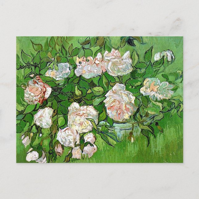 Vincent Van Gogh-målning, still Life-Rosa ros, Vykort (Framsida)