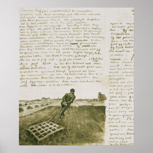 Vincent Van Gogh man som drar ett harv Poster