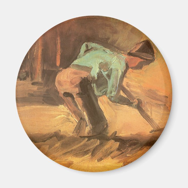Vincent van Gogh - Man Stooping w Stick eller Spad Magnet (Framsidan)