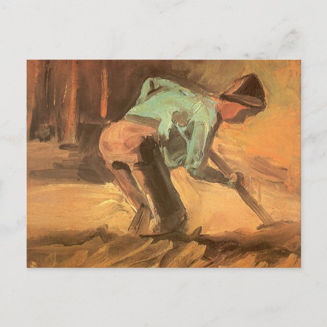 Vincent van Gogh - Man Stooping w Stick or Spade Vykort (Framsida)