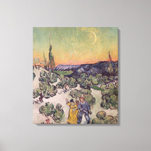 Vincent Van Gogh månbelyst landskap, 1889 Canvastryck