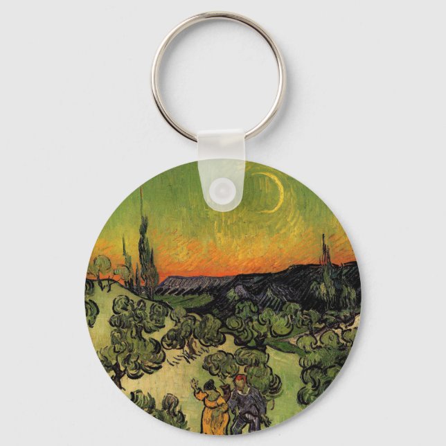 Vincent Van Gogh Månbelyst Landskap Nyckelring (Framsida)