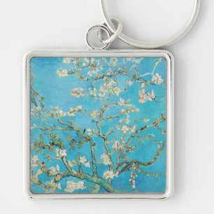 Vincent van Gogh - Mandelblom Fyrkantig Silverfärgad Nyckelring