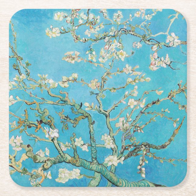 Vincent van Gogh - Mandelblom Underlägg Papper Kvadrat (Framsidan)