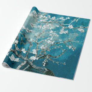 Vincent Van Gogh Mandelblommande Mjuk Teal Presentpapper