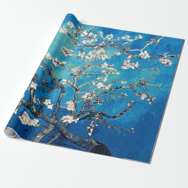 Vincent Van Gogh Mandelblommor Ljust Turkos Presentpapper (Utrullad)